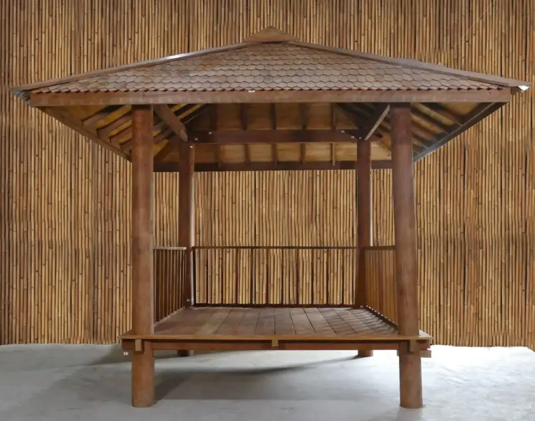 Product image 9 of the product “Gazebo 420x414x410cm Model1, only in Bankirai, with a fence on three sides. ”